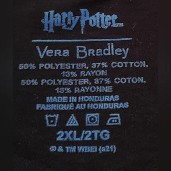 Vera Bradley  Harry Potter  Long  Sleeves Black T-shirt Size 2XL/2TG - Picture 4 of 5